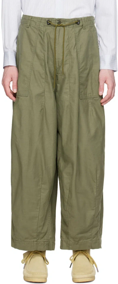 Needles Khaki H.d. Trousers In A-olive
