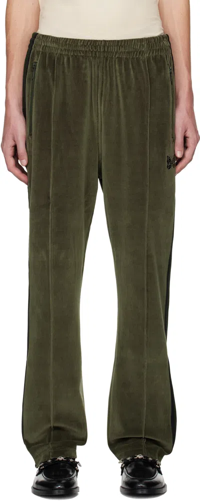 Needles Khaki Narrow Track Pants In B-olive