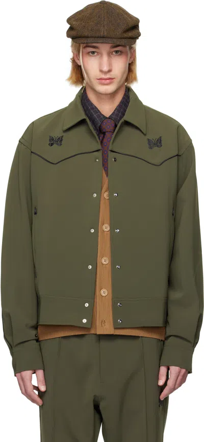 Needles Khaki Piping Cowboy Jacket In B-olive