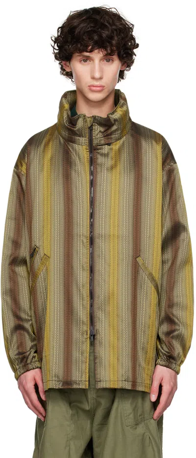 Needles Khaki Striped Jacket In A-beige/brown