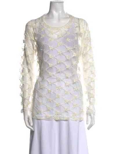 Pre-owned Needles Lace Pattern Crew Neck Top In White