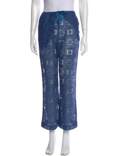 Pre-owned Needles Lace Pattern Wide Leg Pants In Blue