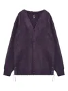 Needles Viola Mohair Cardigan Elbow Patches In Purple