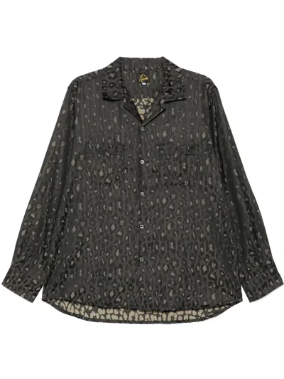 Needles Leopard-jacquard Shirt In Brown