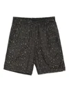 Needles Leopard-print Track Shorts In Black