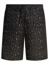 Needles Animal Print Back Pocket Elastic Waistband Shorts In Black