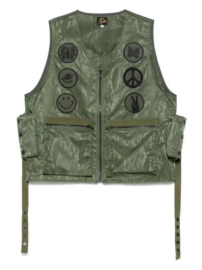 Needles Logo-embroidered Gilet In Green