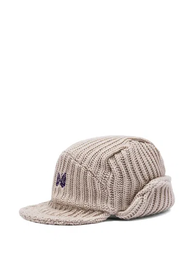 Needles Logo-embroidered Ribbed Hat In Neutral