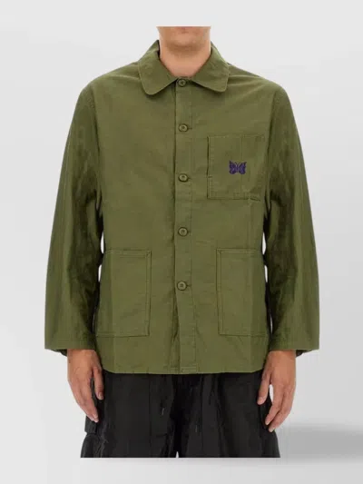 Needles Logo Embroidered Shirt Featuring Pockets In Green