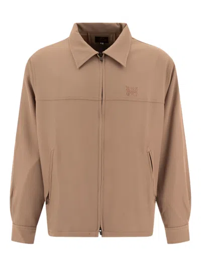 NEEDLES LOGO-EMBROIDERED ZIP-UP JACKET