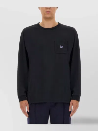 NEEDLES LOGO PRINT CREW NECK T-SHIRT WITH POCKET