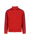 Needles Logo-embroidered Striped Tech-jersey Track Jacket In Red