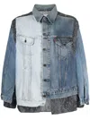 Needles Logo-tag Layered Denim Jacket In Blue