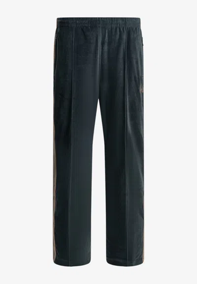 Needles Logo Velvet Track Pants In Blue