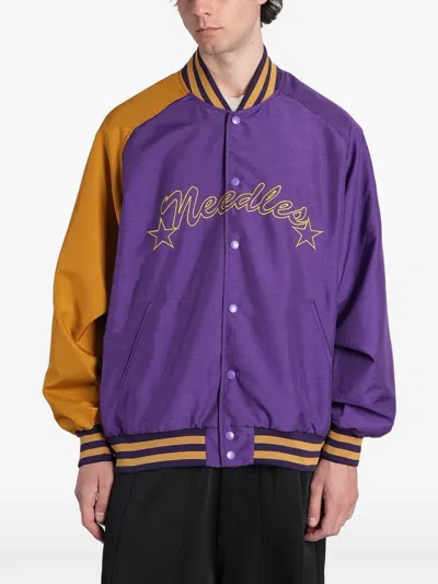 Needles Logo-embroidered Bomber Jacket In Purple