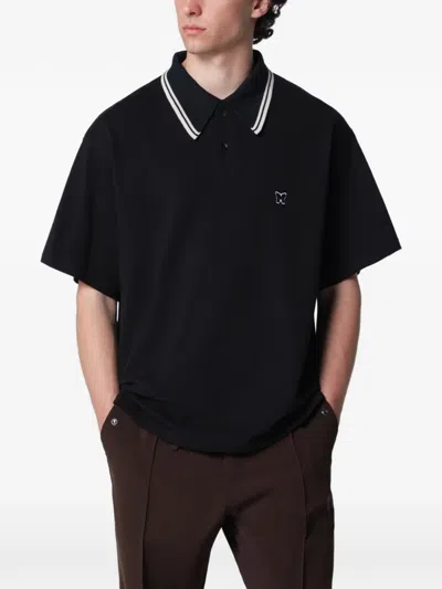 Needles Polo Shirt Straight Fit Contrasting Collar In Black