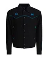 Needles Collared Jacket Contrast Piping Embroidered Front In Black