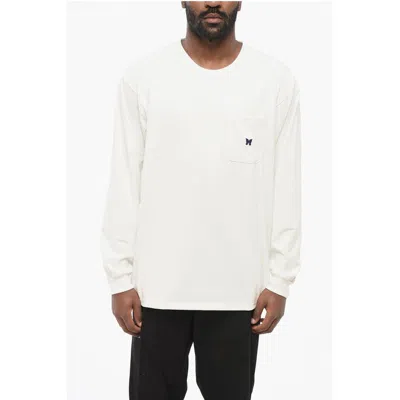 Needles Long Sleeved Crew-neck T-shirt With Breast Pocket And Men's Butter