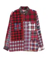 Needles Red Check Pattern Patchwork Shirt In Red