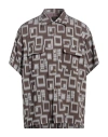 Needles Man Shirt Brown Size L Rayon, Polyester, Linen In Brown
