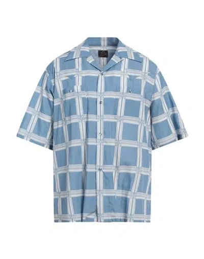 Needles Man Shirt Light Blue Size L Rayon, Cotton