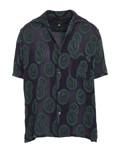 Needles Man Shirt Midnight Blue Size L Rayon, Polyester