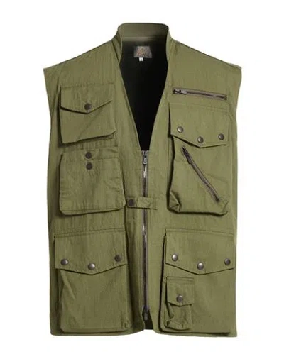 Needles Man Vest Military Green Size L Cotton, Nylon