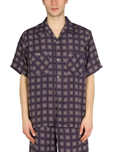 Needles Men's Bowling Collar Mini Check Print Shirt In Multi