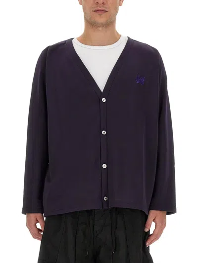 Needles Men's Regular Fit Cardigan With Logo In Purple
