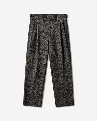 Needles Men S Leopard Jacquard Side Tab Tucked Trousers Charcoal In Gray
