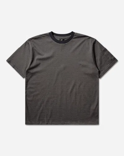 Needles Men S Stripe Crewneck T-shirt Navy / Mocha In Gray