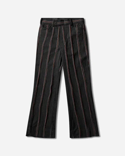 Needles Men S Striped Tweed Boot-cut Trousers Charcoal / Red In Black