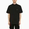 Needles Solid Color Mock-neck T-shirt With Butterflyembroidery In Black