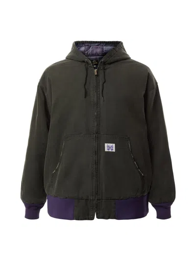 Needles Black Zipped Work Hoodie In B-black