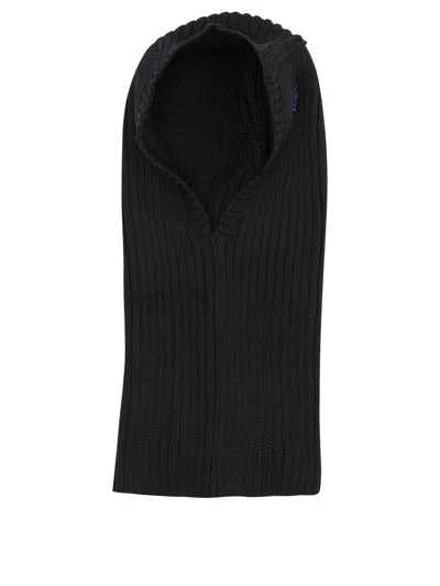 Needles Embroidered Logo Wool Balaclava In Black