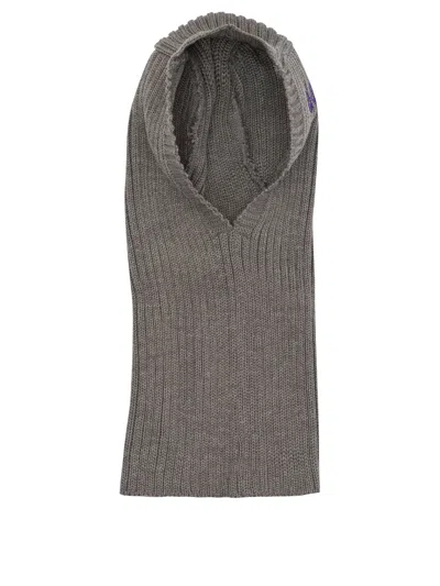 Needles Embroidered Logo Wool Balaclava In Gray