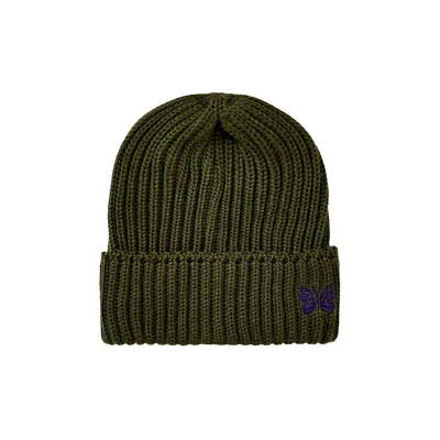 Pre-owned Needles Merino Wool Watch Cap 'olive' | Green | Men's Size Onesize