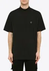 Needles Solid Color Mock-neck T-shirt With Butterflyembroidery In Black