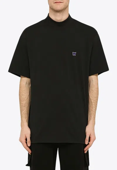NEEDLES MOCK-NECK LOGO T-SHIRT