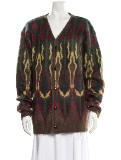 Pre-owned Needles Mohair Printed Sweater In Green