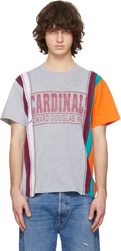 Needles Multicolor 7 Cut S/s College T-shirt In Gray