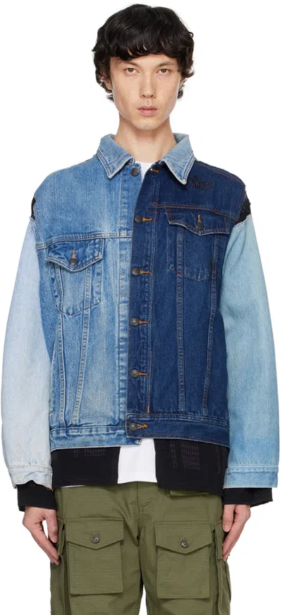 Needles Navy Covered Denim Jacket In A-navy