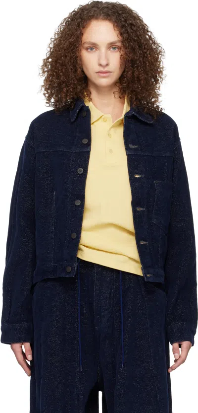 Needles Navy Darts Bottom Jacket In Blue