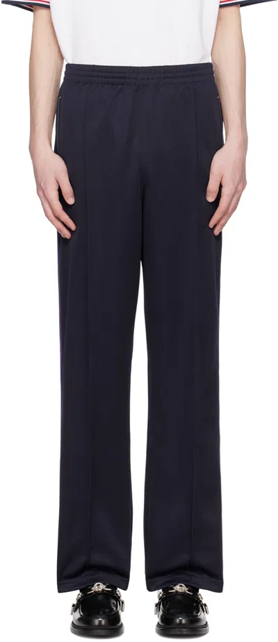 Needles Navy Drawstring Track Pants In C-navy