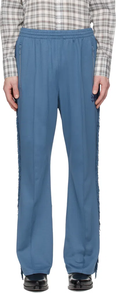 Needles Navy Fringe Boot-cut Track Pants In Blue