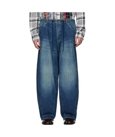 Needles Navy H.d. Jeans In Navy Blue