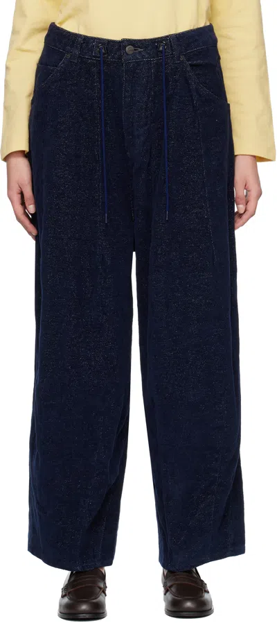 Needles Navy H.d. Trousers In Blue