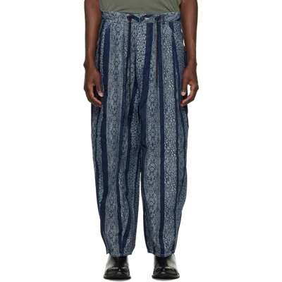 Needles Navy Python Jacquard H.d. Painter Jeans In Blue