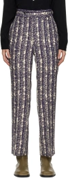 Needles Navy Side Tab Trousers In A-dk.navy