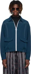 Needles Navy Stitched Sport Jacket In B-navy
